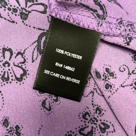 Torrid Harper Georgette Ruched Short Sleeve Blouse Purple Floral Size 2 - Picture 8 of 8